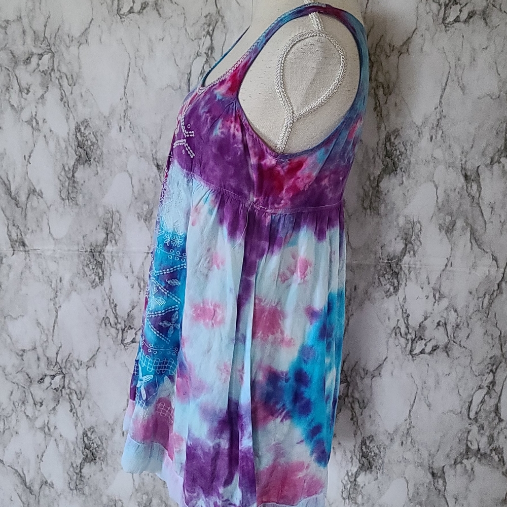 India tie dye babydoll blouse size small - Picture 4 of 6